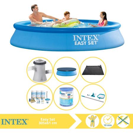 Intex Easy Set Zwembad - Opblaaszwembad - 305x61 cm - Inclusief Afdekzeil, Onderhoudspakket, Filter, Onderhoudsset en Solar Mat