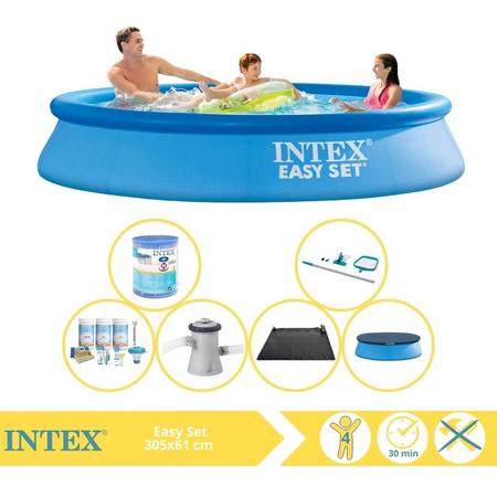 Intex Easy Set Zwembad - Opblaaszwembad - 305x61 cm - Inclusief Afdekzeil, Onderhoudspakket, Zwembadpomp, Filter, Onderhoudsset en Solar Mat