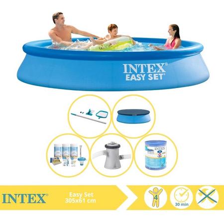 Intex Easy Set Zwembad - Opblaaszwembad - 305x61 cm - Inclusief Afdekzeil, Onderhoudspakket, Zwembadpomp, Filter en Onderhoudsset