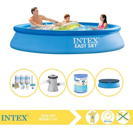 Intex Easy Set Zwembad - Opblaaszwembad - 305x61 cm - Inclusief Afdekzeil, Onderhoudspakket, Zwembadpomp en Filter