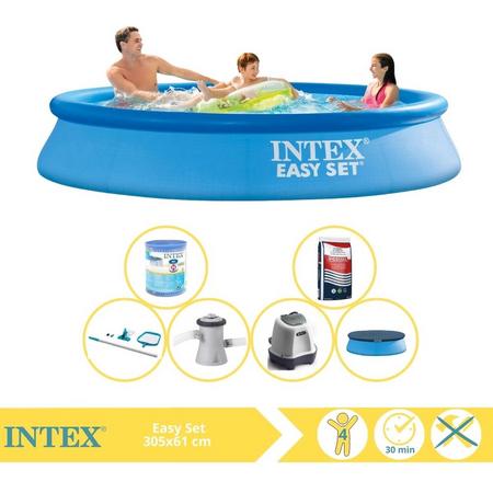 Intex Easy Set Zwembad - Opblaaszwembad - 305x61 cm - Inclusief Afdekzeil, Zwembadpomp, Filter, Onderhoudsset, Zoutsysteem en Zout