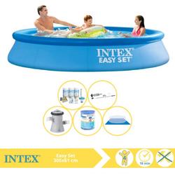   Easy Set Zwembad - Opblaaszwembad - 305x61 cm - Inclusief Onderhoudspakket, Zwembadpomp, Filter, Grondzeil en Stofzuiger