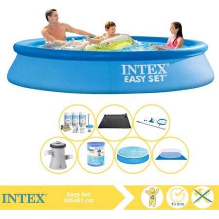 Intex Easy Set Zwembad - Opblaaszwembad - 305x61 cm - Inclusief Solarzeil, Onderhoudspakket, Filter, Grondzeil, Onderhoudsset en Solar Mat