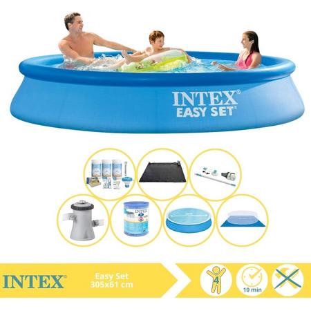 Intex Easy Set Zwembad - Opblaaszwembad - 305x61 cm - Inclusief Solarzeil, Onderhoudspakket, Filter, Grondzeil, Stofzuiger en Solar Mat