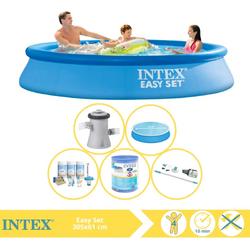   Easy Set Zwembad - Opblaaszwembad - 305x61 cm - Inclusief Solarzeil, Onderhoudspakket, Filter en Stofzuiger