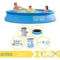   Easy Set Zwembad - Opblaaszwembad - 305x61 cm - Inclusief Solarzeil Pro, Onderhoudspakket, Filter en Onderhoudsset