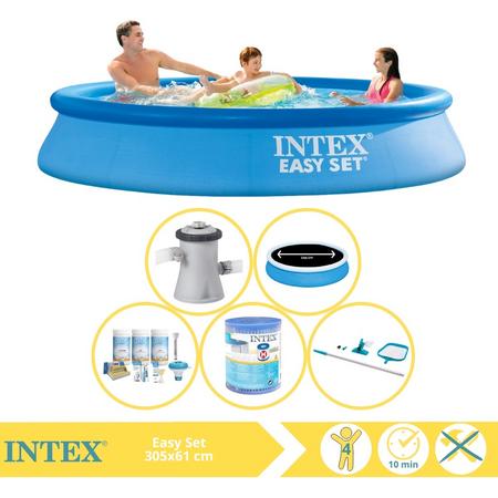 Intex Easy Set Zwembad - Opblaaszwembad - 305x61 cm - Inclusief Solarzeil Pro, Onderhoudspakket, Filter en Onderhoudsset