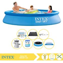   Easy Set Zwembad - Opblaaszwembad - 305x61 cm - Inclusief Solarzeil Pro, Onderhoudspakket, Zwembadpomp, Filter, Grondzeil, Stofzuiger en Solar Mat