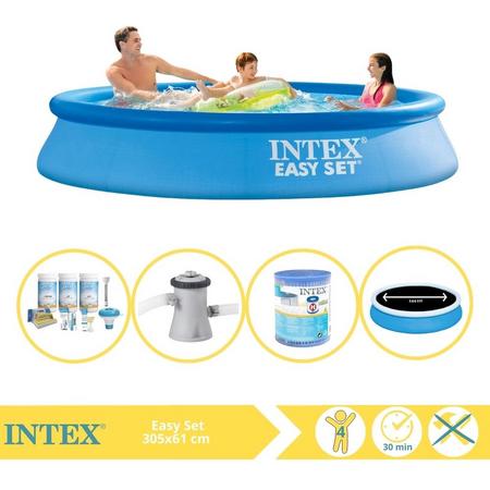 Intex Easy Set Zwembad - Opblaaszwembad - 305x61 cm - Inclusief Solarzeil Pro, Onderhoudspakket, Zwembadpomp en Filter