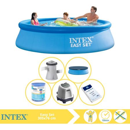 Intex Easy Set Zwembad - Opblaaszwembad - 305x76 cm - Inclusief Afdekzeil, Filter, Zoutsysteem en Zout