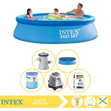 Intex Easy Set Zwembad - Opblaaszwembad - 305x76 cm - Inclusief Afdekzeil, Filter, Zoutsysteem en Zout