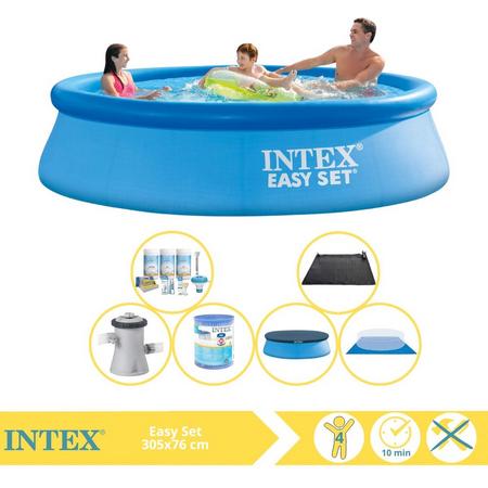 Intex Easy Set Zwembad - Opblaaszwembad - 305x76 cm - Inclusief Afdekzeil, Onderhoudspakket, Filter, Grondzeil en Solar Mat