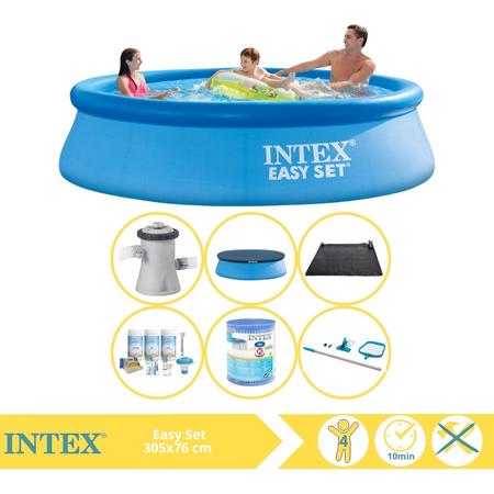 Intex Easy Set Zwembad - Opblaaszwembad - 305x76 cm - Inclusief Afdekzeil, Onderhoudspakket, Filter, Onderhoudsset en Solar Mat