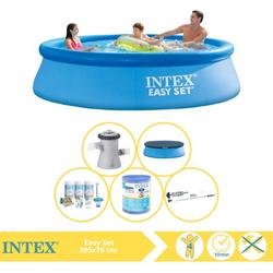   Easy Set Zwembad - Opblaaszwembad - 305x76 cm - Inclusief Afdekzeil, Onderhoudspakket, Filter en Stofzuiger
