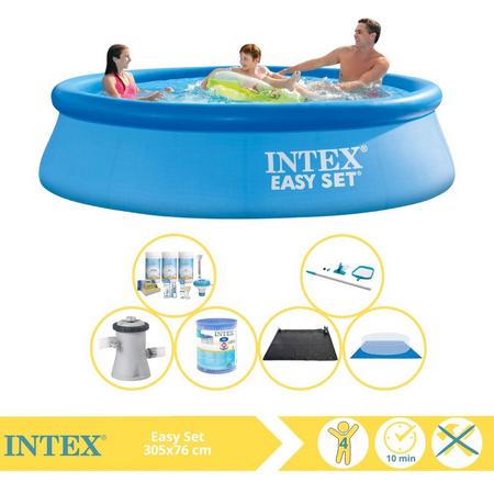 Intex Easy Set Zwembad - Opblaaszwembad - 305x76 cm - Inclusief Onderhoudspakket, Filter, Grondzeil, Onderhoudsset en Solar Mat
