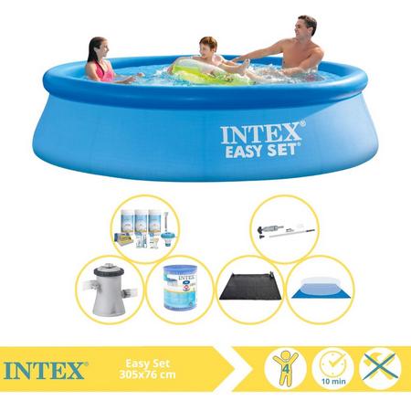 Intex Easy Set Zwembad - Opblaaszwembad - 305x76 cm - Inclusief Onderhoudspakket, Filter, Grondzeil, Stofzuiger en Solar Mat