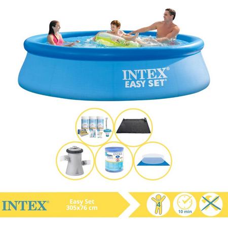 Intex Easy Set Zwembad - Opblaaszwembad - 305x76 cm - Inclusief Onderhoudspakket, Filter, Grondzeil en Solar Mat