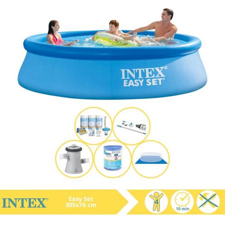 Intex Easy Set Zwembad - Opblaaszwembad - 305x76 cm - Inclusief Onderhoudspakket, Filter, Grondzeil en Stofzuiger