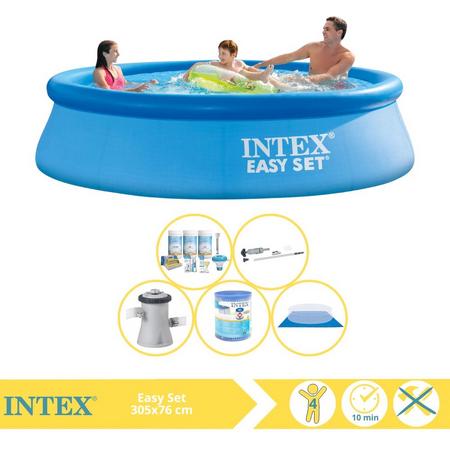 Intex Easy Set Zwembad - Opblaaszwembad - 305x76 cm - Inclusief Onderhoudspakket, Filter, Grondzeil en Stofzuiger