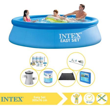 Intex Easy Set Zwembad - Opblaaszwembad - 305x76 cm - Inclusief Onderhoudspakket, Filter, Stofzuiger, Solar Mat en Zwembadtegels