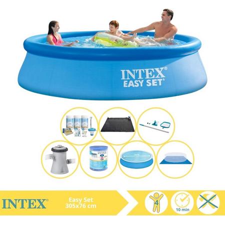 Intex Easy Set Zwembad - Opblaaszwembad - 305x76 cm - Inclusief Solarzeil, Onderhoudspakket, Filter, Grondzeil, Onderhoudsset en Solar Mat