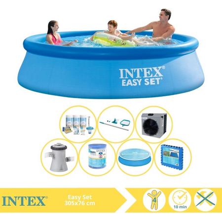Intex Easy Set Zwembad - Opblaaszwembad - 305x76 cm - Inclusief Solarzeil, Onderhoudspakket, Filter, Onderhoudsset, Zwembadtegels en Warmtepomp CP