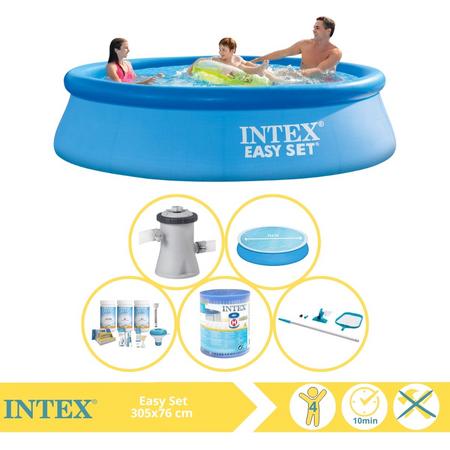 Intex Easy Set Zwembad - Opblaaszwembad - 305x76 cm - Inclusief Solarzeil, Onderhoudspakket, Filter en Onderhoudsset