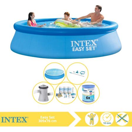 Intex Easy Set Zwembad - Opblaaszwembad - 305x76 cm - Inclusief Solarzeil, Onderhoudspakket, Zwembadpomp, Filter en Onderhoudsset