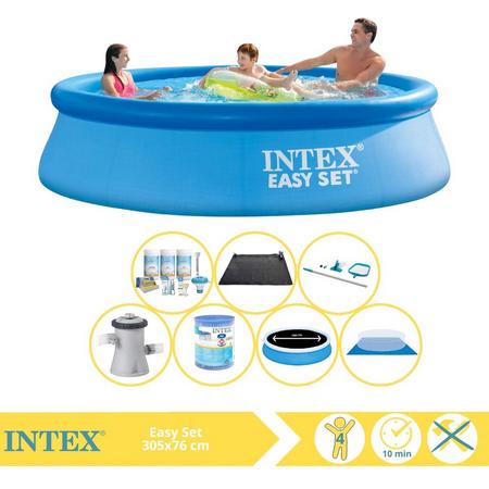 Intex Easy Set Zwembad - Opblaaszwembad - 305x76 cm - Inclusief Solarzeil Pro, Onderhoudspakket, Filter, Grondzeil, Onderhoudsset en Solar Mat
