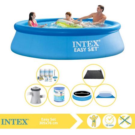 Intex Easy Set Zwembad - Opblaaszwembad - 305x76 cm - Inclusief Solarzeil Pro, Onderhoudspakket, Filter, Grondzeil en Solar Mat