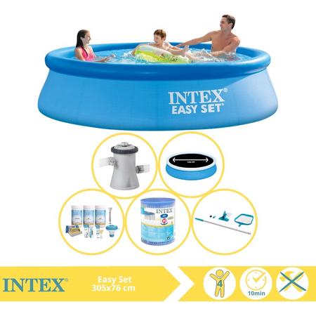 Intex Easy Set Zwembad - Opblaaszwembad - 305x76 cm - Inclusief Solarzeil Pro, Onderhoudspakket, Filter en Onderhoudsset