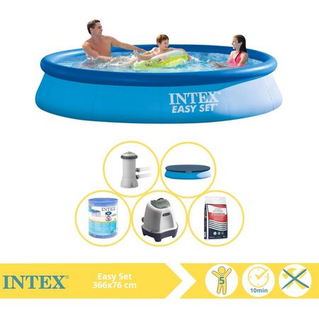 Intex Easy Set Zwembad - Opblaaszwembad - 366x76 cm - Inclusief Afdekzeil, Filter, Zoutsysteem en Zout