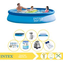   Easy Set Zwembad - Opblaaszwembad - 366x76 cm - Inclusief Afdekzeil, Onderhoudspakket, Filter, Grondzeil, Zoutsysteem en Zout