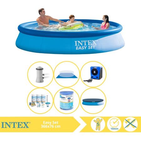 Intex Easy Set Zwembad - Opblaaszwembad - 366x76 cm - Inclusief Afdekzeil, Onderhoudspakket, Filter, Grondzeil en Warmtepomp HS
