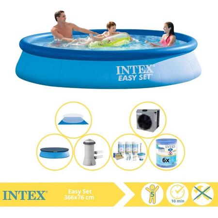 Intex Easy Set Zwembad - Opblaaszwembad - 366x76 cm - Inclusief Afdekzeil, Onderhoudspakket, Zwembadpomp, Filter, Grondzeil en Warmtepomp CP