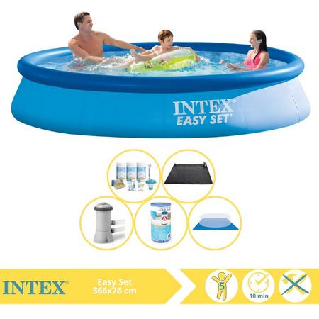 Intex Easy Set Zwembad - Opblaaszwembad - 366x76 cm - Inclusief Onderhoudspakket, Filter, Grondzeil en Solar Mat
