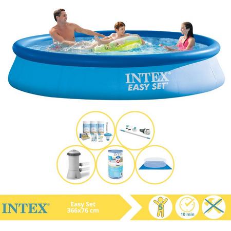 Intex Easy Set Zwembad - Opblaaszwembad - 366x76 cm - Inclusief Onderhoudspakket, Filter, Grondzeil en Stofzuiger