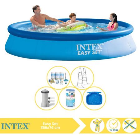 Intex Easy Set Zwembad - Opblaaszwembad - 366x76 cm - Inclusief Onderhoudspakket, Filter, Trap en Voetenbad