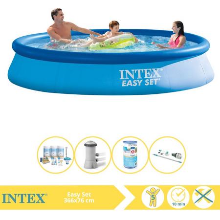 Intex Easy Set Zwembad - Opblaaszwembad - 366x76 cm - Inclusief Onderhoudspakket, Filter en Stofzuiger