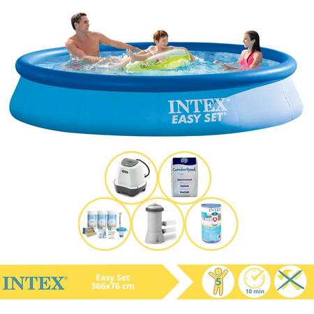 Intex Easy Set Zwembad - Opblaaszwembad - 366x76 cm - Inclusief Onderhoudspakket, Zwembadpomp, Filter, Zoutsysteem en Zout
