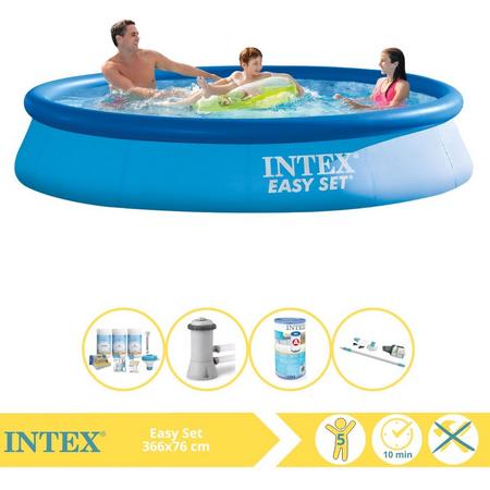 Intex Easy Set Zwembad - Opblaaszwembad - 366x76 cm - Inclusief Onderhoudspakket, Zwembadpomp, Filter en Stofzuiger