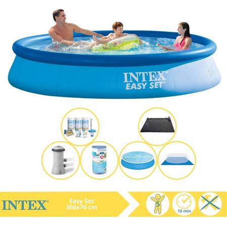 Intex Easy Set Zwembad - Opblaaszwembad - 366x76 cm - Inclusief Solarzeil, Onderhoudspakket, Filter, Grondzeil en Solar Mat