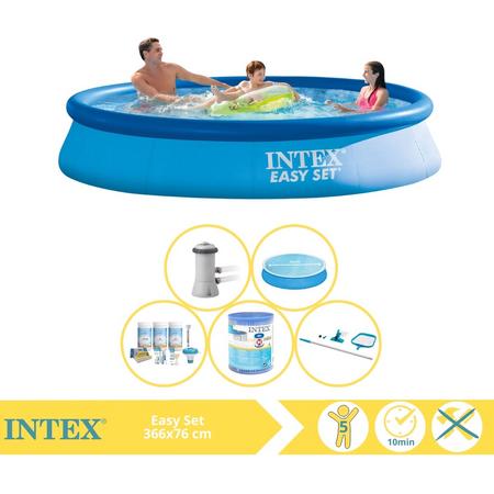 Intex Easy Set Zwembad - Opblaaszwembad - 366x76 cm - Inclusief Solarzeil, Onderhoudspakket, Filter en Onderhoudsset