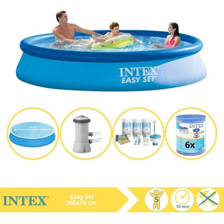Intex Easy Set Zwembad - Opblaaszwembad - 366x76 cm - Inclusief Solarzeil, Onderhoudspakket, Zwembadpomp en Filter