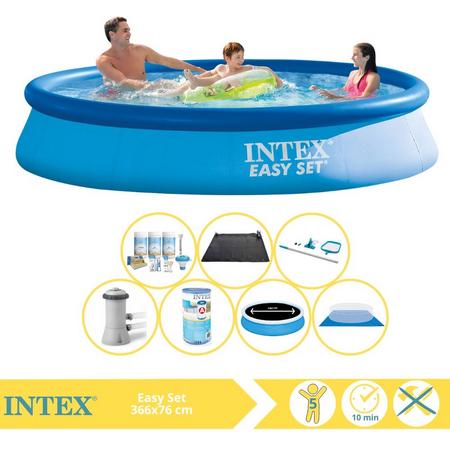 Intex Easy Set Zwembad - Opblaaszwembad - 366x76 cm - Inclusief Solarzeil Pro, Onderhoudspakket, Filter, Grondzeil, Onderhoudsset en Solar Mat