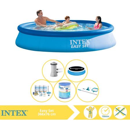 Intex Easy Set Zwembad - Opblaaszwembad - 366x76 cm - Inclusief Solarzeil Pro, Onderhoudspakket, Filter en Onderhoudsset