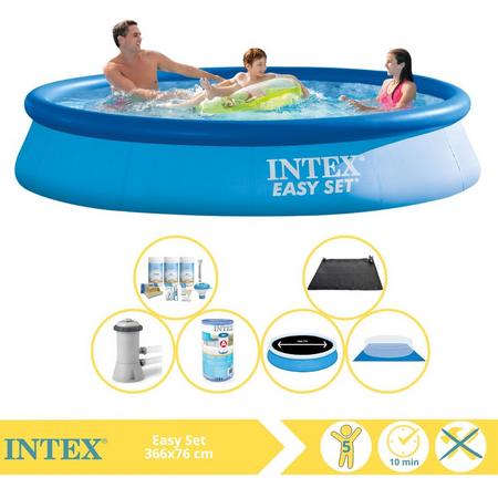 Intex Easy Set Zwembad - Opblaaszwembad - 366x76 cm - Inclusief Solarzeil Pro, Onderhoudspakket, Zwembadpomp, Filter, Grondzeil en Solar Mat