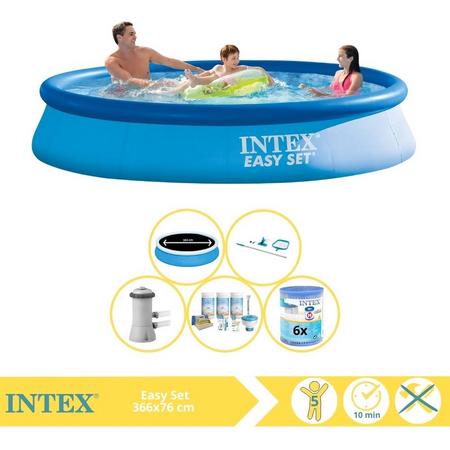 Intex Easy Set Zwembad - Opblaaszwembad - 366x76 cm - Inclusief Solarzeil Pro, Onderhoudspakket, Zwembadpomp, Filter en Onderhoudsset