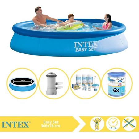 Intex Easy Set Zwembad - Opblaaszwembad - 366x76 cm - Inclusief Solarzeil Pro, Onderhoudspakket, Zwembadpomp en Filter
