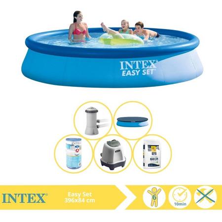 Intex Easy Set Zwembad - Opblaaszwembad - 396x84 cm - Inclusief Afdekzeil, Filter, Zoutsysteem en Zout
